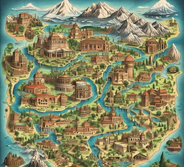 古韵河山探秘之旅，旅游景点地图导览,旅游景点地图，探寻古韵，领略大美河山,历史文化,旅游胜地,水乡,第1张